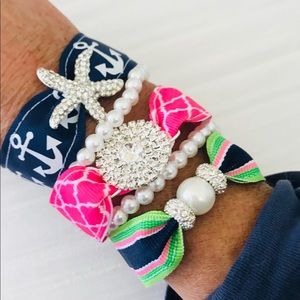 Preppy Starfish Anchors preppy rhinestone bracelet set